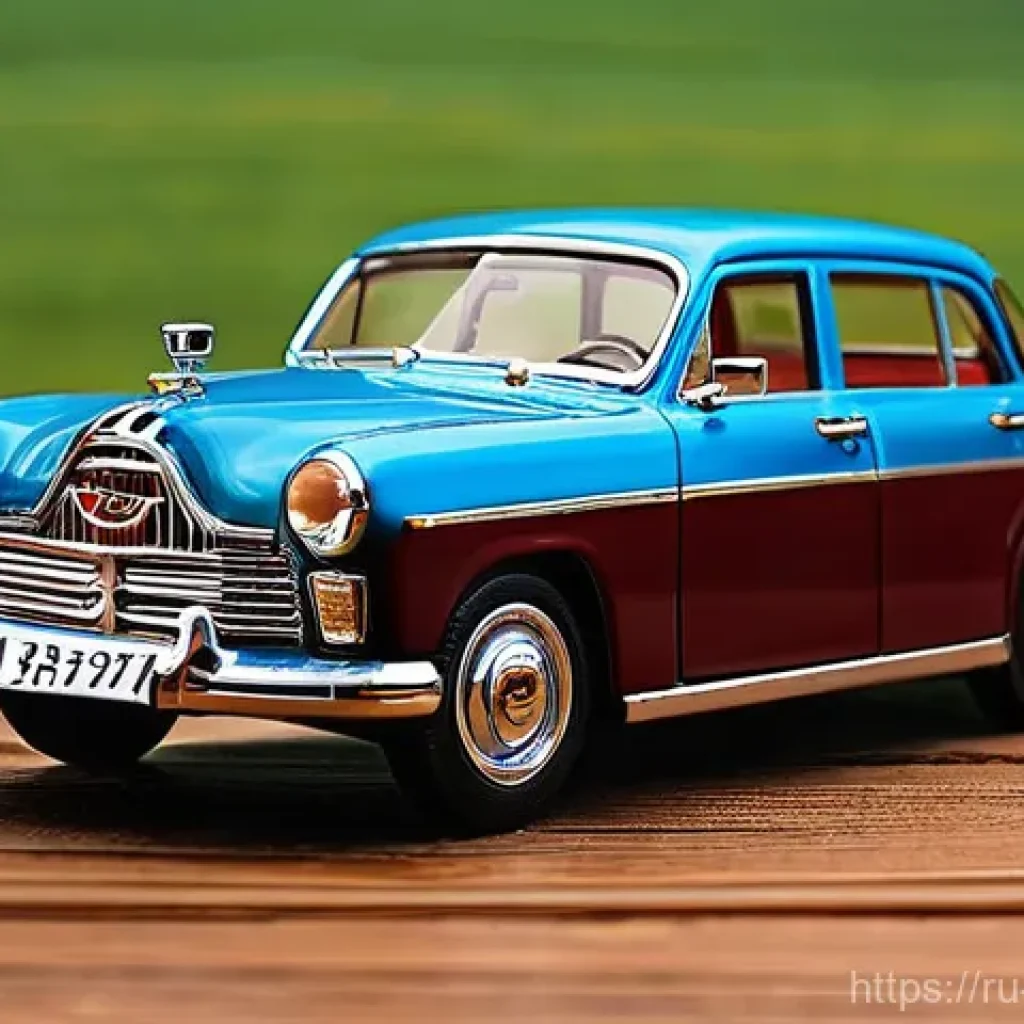 미니카 구매 시 유의사항 - **A highly detailed, photorealistic 1:18 scale model of a classic Soviet GAZ-21 "Volga" car, pristin...