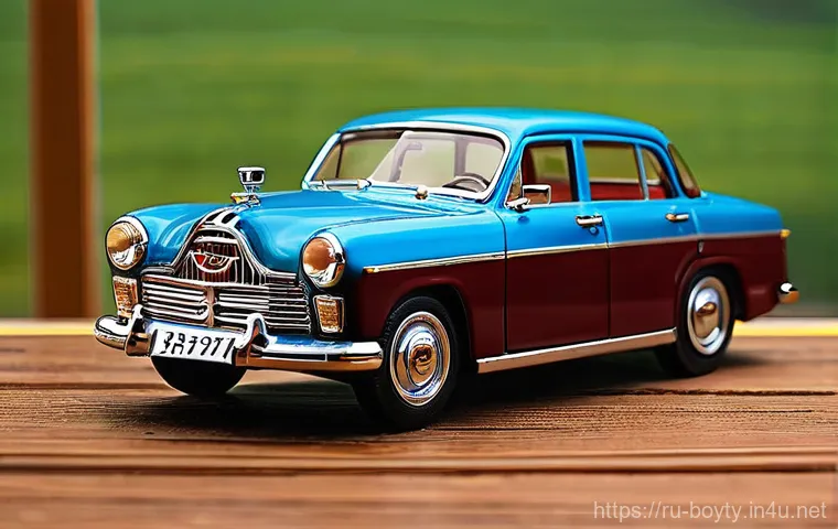 미니카 구매 시 유의사항 - **A highly detailed, photorealistic 1:18 scale model of a classic Soviet GAZ-21 "Volga" car, pristin...