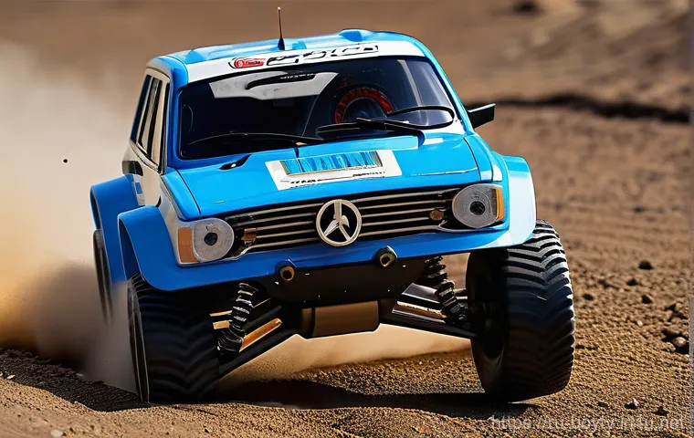 미니카 기초 물리학 이해 - **Prompt 1: Dynamic RC Buggy in Action**
    "A high-speed RC buggy, specifically a 1/10th scale off...