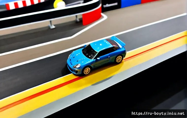 미니카 국제 레이싱 규정 - Photorealistic indoor miniature car racing event in a modern Russian hobby club, a detailed plastic ...